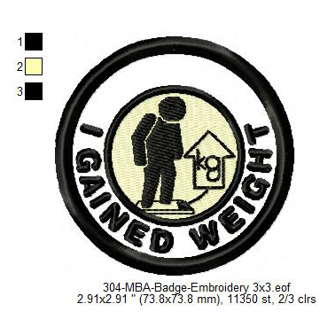 I Gained Weight Merit Adulting Badge Machine Embroidery Digitized Design Files