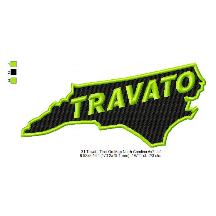 Travato North Carolina State Map Designs Machine Embroidery Digitized Design Files