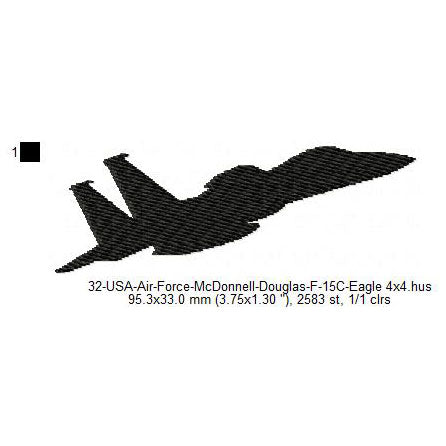 McDonnell Douglas F-15C Eagle Aircraft Silhouette Machine Embroidery Digitized Design Files