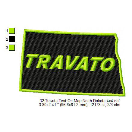Travato North Dakota State Map Designs Machine Embroidery Digitized Design Files