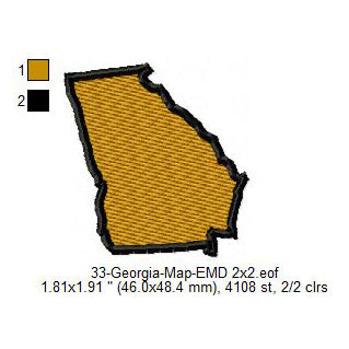 Georgia State Map Machine Embroidery Digitized Design Files