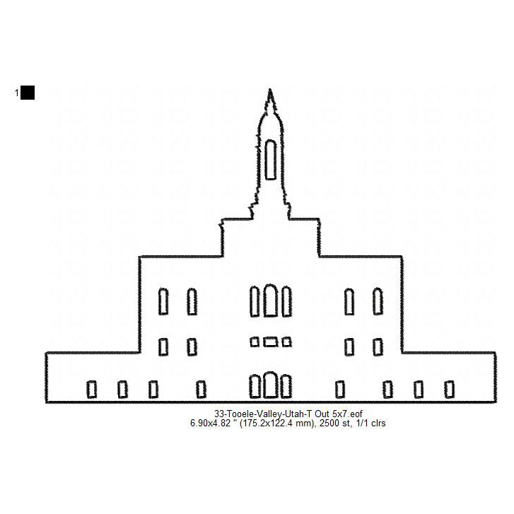 Tooele Valley Utah LDS Temple Outline Machine Embroidery Digitized Design Files