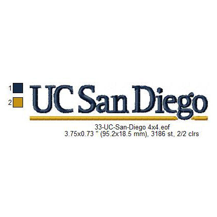 UC San Diego University Logo Machine Embroidery Digitized Design Files