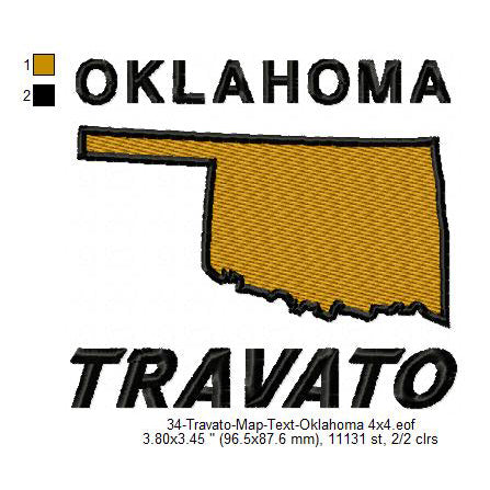 Travato Oklahoma State Map Designs Machine Embroidery Digitized Design Files