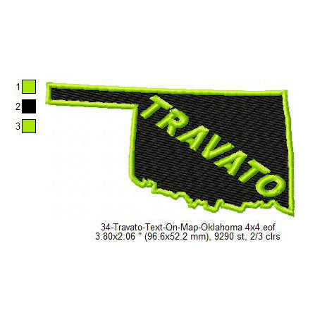 Travato Oklahoma State Map Designs Machine Embroidery Digitized Design Files