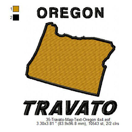 Travato Oregon State Map Designs Machine Embroidery Digitized Design Files