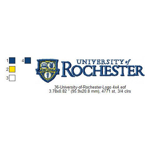 University of Rochester Logo Machine Embroidery Digitized Design Files
