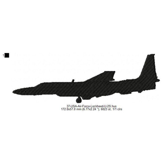 Lockheed U-2S Aircraft Silhouette Machine Embroidery Digitized Design Files