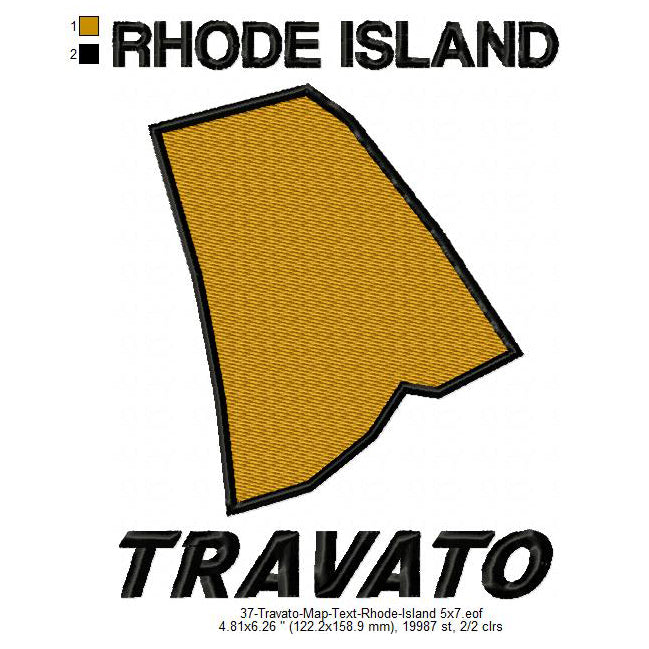 Travato Rhode Island State Map Designs Machine Embroidery Digitized Design Files