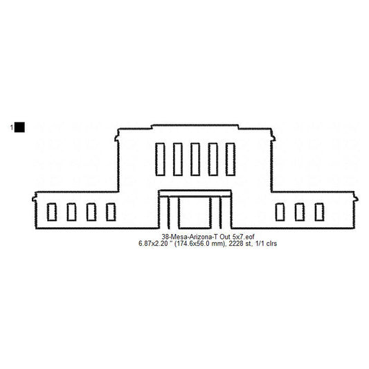 Mesa Arizona LDS Temple Outline Machine Embroidery Digitized Design Files