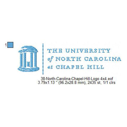 North Carolina Chapel Hill Logo Machine Embroidery Digitized Design Files