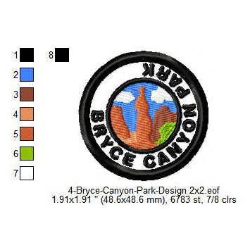 Bryce Canyon National Park Merit Adulting Badge Machine Embroidery Digitized Design Files