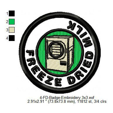 Freeze Dried Milk Merit Adulting Badge Machine Embroidery Digitized Design Files