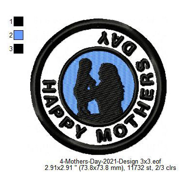 Happy Mothers Day Silhouette Merit Badge Machine Embroidery Digitized Design Files