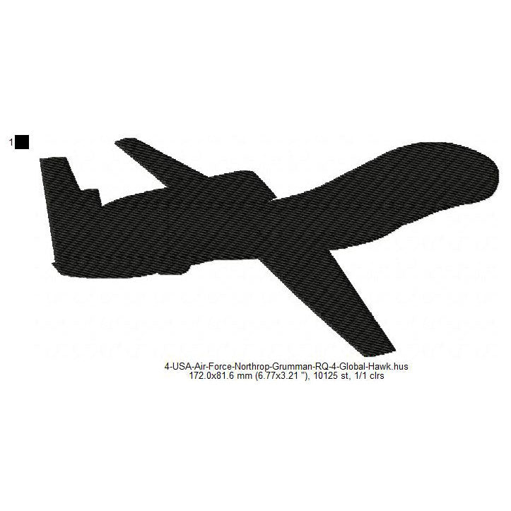 Northrop Grumman RQ-4 Global Hawk Machine Embroidery Digitized Design Files