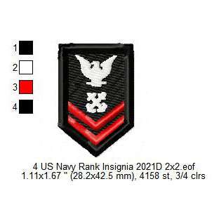 Petty Officer Second Class PO2 Insignia Patch Machine Embroidery Digitized Design Files