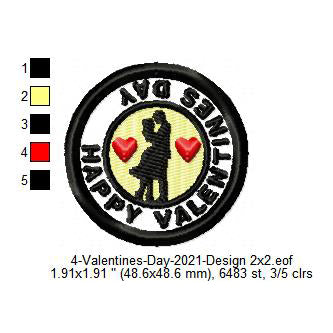 Happy Valentines Day Merit Badge Machine Embroidery Digitized Design Files