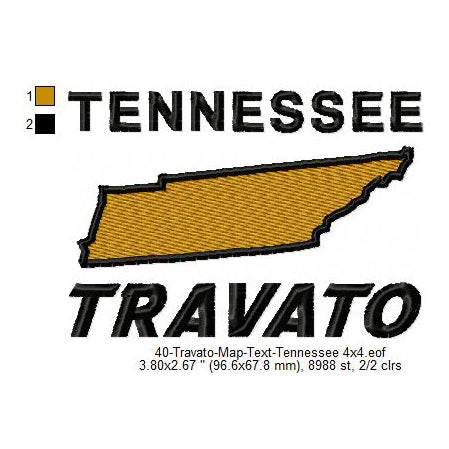 Travato Tennessee State Map Designs Machine Embroidery Digitized Design Files