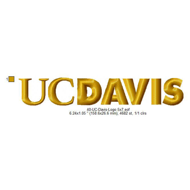 UC Davis Logo Machine Embroidery Digitized Design Files