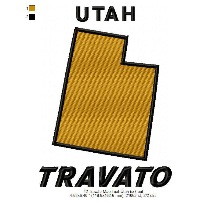 Travato Utah State Map Designs Machine Embroidery Digitized Design Files