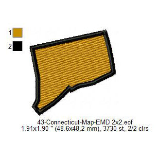 Connecticut State Map Machine Embroidery Digitized Design Files