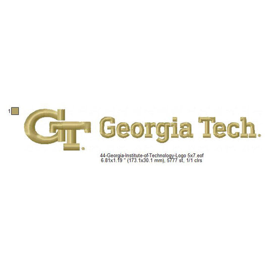 Georgia Institute of Technology Logo Machine Embroidery Digitized Design Files
