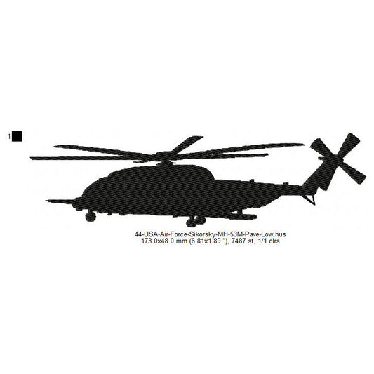 Sikorsky MH-53M Pave Low Aircraft Silhouette Machine Embroidery Digitized Design Files