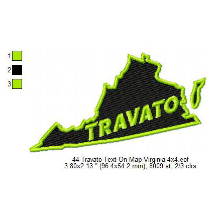Travato Virginia State Map Designs Machine Embroidery Digitized Design Files