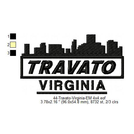 Travato Virginia State Designs Machine Embroidery Digitized Design Files