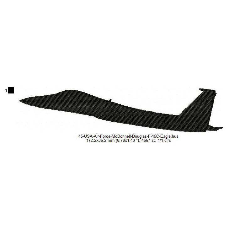 McDonnell Douglas F-15C Eagle Aircraft Silhouette Machine Embroidery Digitized Design Files