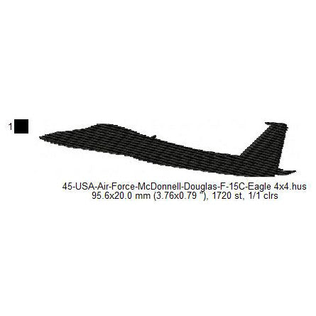 McDonnell Douglas F-15C Eagle Aircraft Silhouette Machine Embroidery Digitized Design Files