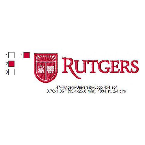 Rutgers University Logo Machine Embroidery Digitized Design Files