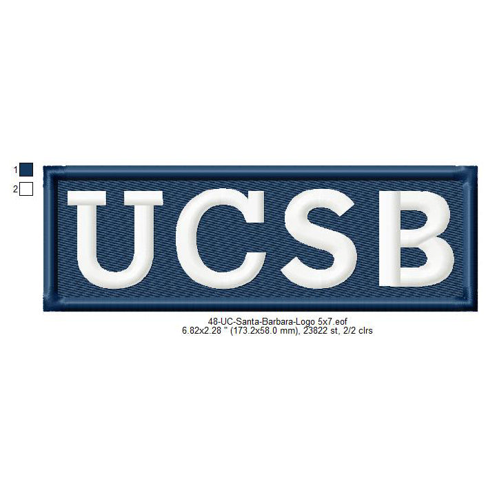 UC Santa Barbara University Logo Machine Embroidery Digitized Design Files