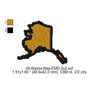 Alaska Map State Map Machine Embroidery Digitized Design Files