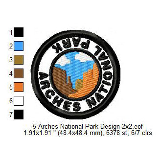 Arches National Park Merit Adulting Badge Machine Embroidery Digitized Design Files