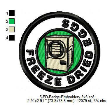 Freeze Dried Eggs Merit Adulting Badge Machine Embroidery Digitized Design Files