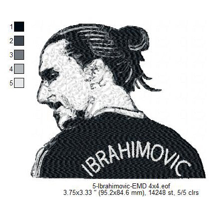 Zlatan Ibrahimovic Swedish Football Player Machine Embroidery Digitized Design Files