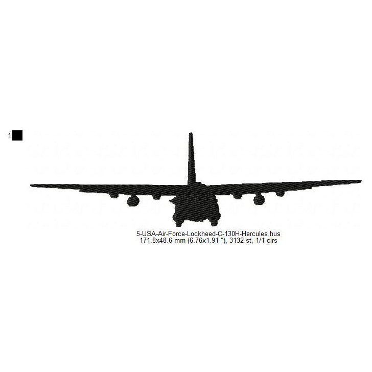 Lockheed C-130H Hercules Military Aircraft Machine Embroidery Digitized Design Files