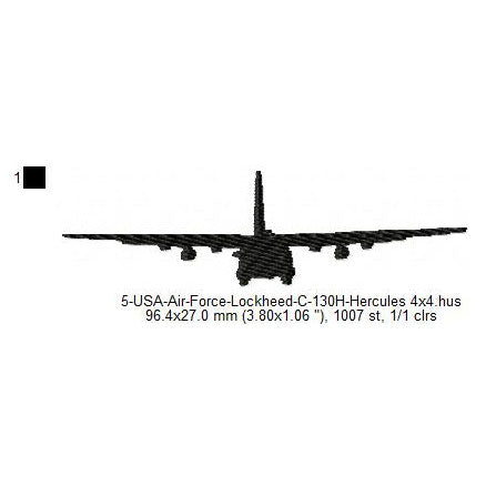 Lockheed C-130H Hercules Military Aircraft Machine Embroidery Digitized Design Files