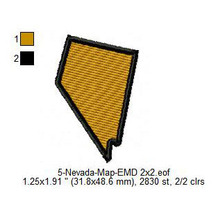 Nevada State Map Machine Embroidery Digitized Design Files