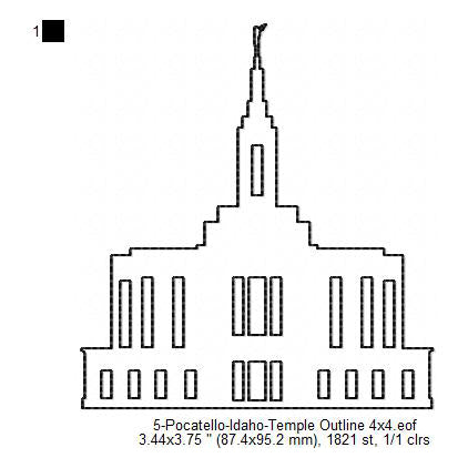 Pocatello Idaho LDS Temple Outline Machine Embroidery Digitized Design Files