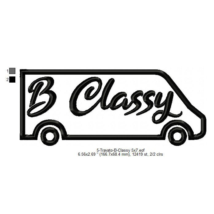 Travato B Classy Logo Patch Vehicle Machine Embroidery Digitized Design Files