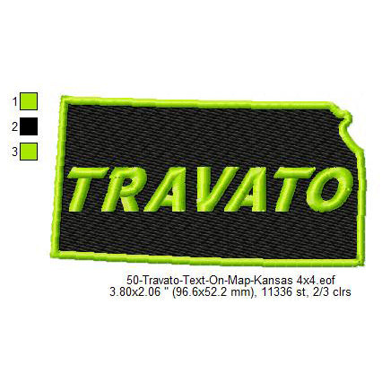 Travato Kansas State Map Designs Machine Embroidery Digitized Design Files