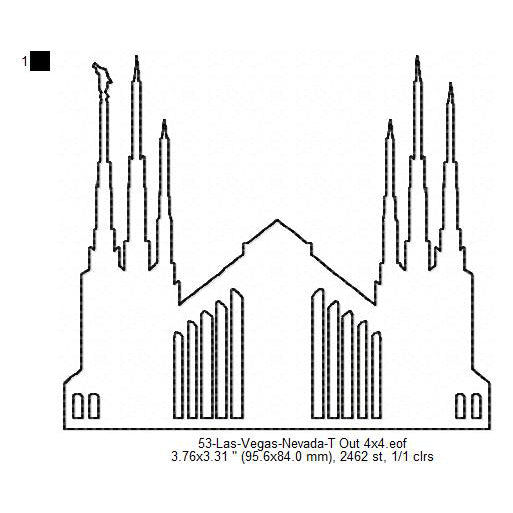 Las Vegas Nevada LDS Temple Outline Machine Embroidery Digitized Design Files