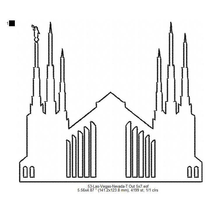 Las Vegas Nevada LDS Temple Outline Machine Embroidery Digitized Design Files
