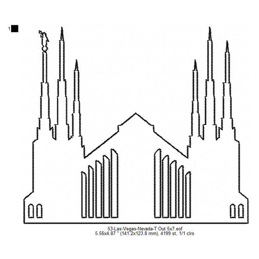 Las Vegas Nevada LDS Temple Outline Machine Embroidery Digitized Design Files