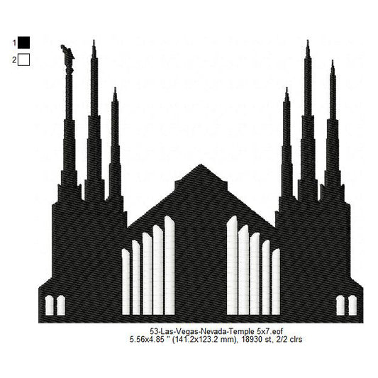 Las Vegas Nevada LDS Temple Silhouette Machine Embroidery Digitized Design Files