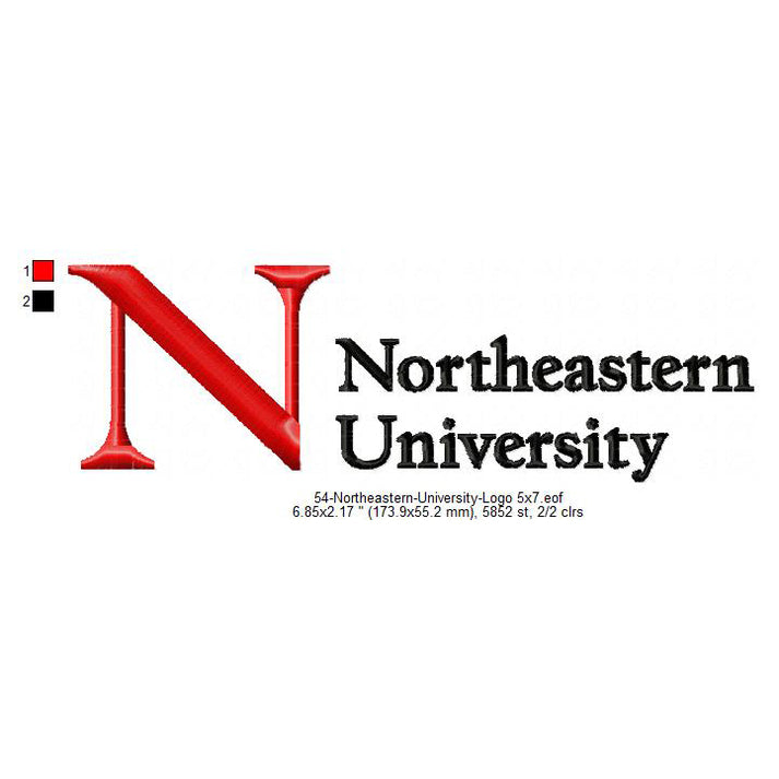 Northeastern University Logo Machine Embroidery Digitized Design Files ...