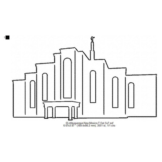 Albuquerque New Mexico LDS Temple Outline Machine Embroidery Digitized Design Files