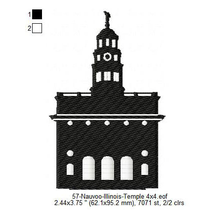 Nauvoo Illinois LDS Temple Silhouette Machine Embroidery Digitized Design Files